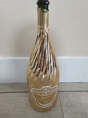 EMPTY Metallic Gold Craft Bottle GOLD SWIRL Champagne Holiday Decor TSARINE