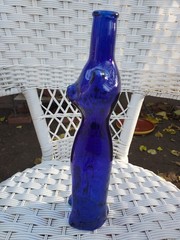 Mosseland Cobalt Blue Figural Glass Cat Shaped Wine Bottle 13&Prime;