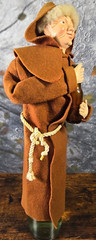 Vtg Folk Art Handmade Monk Doll Bottle Cover Wine Liquor 15&Prime; x 8&Prime; Humorous Decor