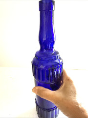 *Vintage Cobalt Blue Wine Glass Decorative Bottle 12.5&Prime;