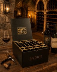 Del Dotto ‘The Beast’ luxury wine presentation box, black w/ gold grille/cage