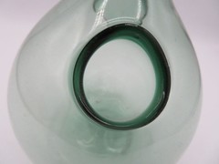 Vintage Hand-blown Green Wine Chiller Bottle Decanter with Ice Chamber