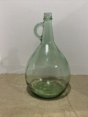 Vintage Almaden One Gallon green glass wine bottle with Handle 13” Tall MCM