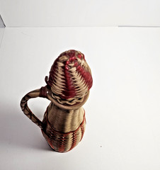 Vintage Valencia Colorful Wine Bottle Plastic Woven Wicker Spain MCM Bohemian