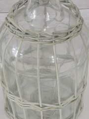 Vtg Pair 1 Gallon Glass Jugs Wicker Basket Wrap Demijohn Bottles Boho Farmhouse