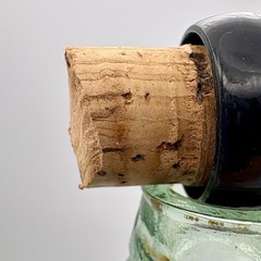 Vintage Almaden One Gallon Green Glass Wine Bottle Original Cork Handle 13”