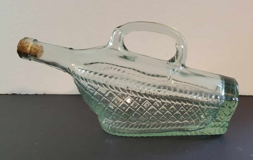 Vtg.London WINERY LTD Aqua Green Glass Horizontal Bottle w/Handle London Ontario