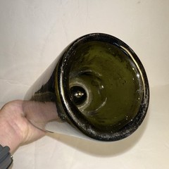 Antique Hand Blown Thick Green Deep Punt Base Wine Glass Bottle 12”