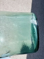 Vintage French Viresa Wine Bottle, Made In Spain, 12&Prime; Green Clear Glass “j”