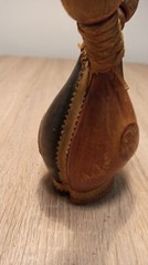 Vintage leather bottle for wine or spirits. Italy. 1980s