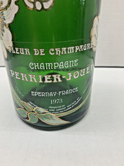 Vtg Collectible Perrier Jouet Fleur de Champagne PaintedBottle Empty 1973 magnum