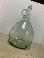 Vintage Almaden One Gallon green glass wine bottle with Handle 13” Tall MCM