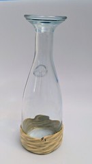 2 Vintage 1L Glass Carafes- Paul Masson & Fleur De Lis Stamp W/Rope Bottom