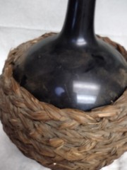 19th Century French Wine Demijohn Reed/Grass Wrapped Brown Glass 11&Prime; Tall #2