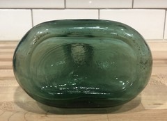 Vintage Green Aqua Demijohn Wine Jug Viresa Glass Decoration MCM boho Oval