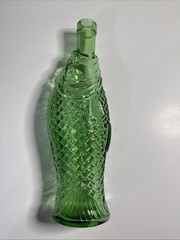 Vintage Green Glass Fish Decanter Bottle – Empty Novelty Wine Bottle 10&Prime;