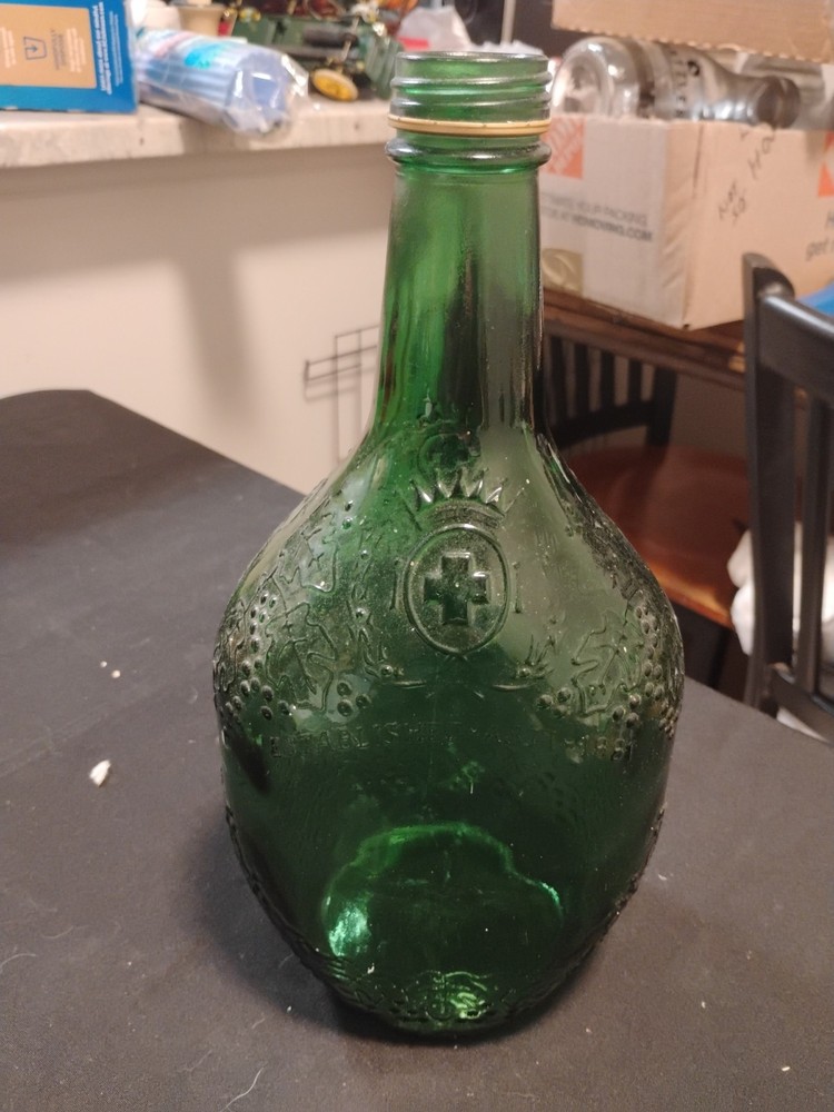 Vtg United Vintners 4555 half Gallon Green Glass Bottle/Established -1881