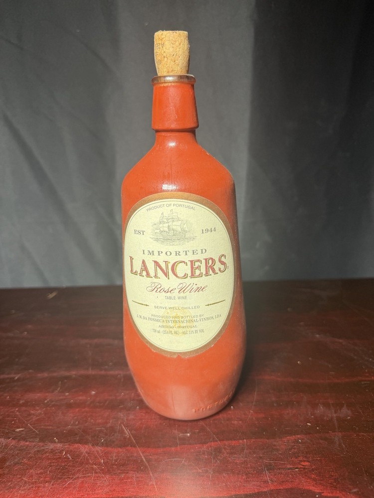 Vintage Lancers Rosé Wine Red Ceramic Bottle Portugal 750ml Empty With Cork