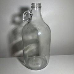 Vintage Rare Embossed Half Gallon Glass Wine Jug With Finger Hole