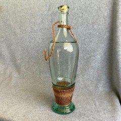 Vintage Tall Chianti Empty Wine Bottle in Straw Wicker Basket 12&Prime; – Beautiful!