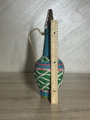 Vintage Spain Wine Bottle Plastic Woven Wicker Metal Handle