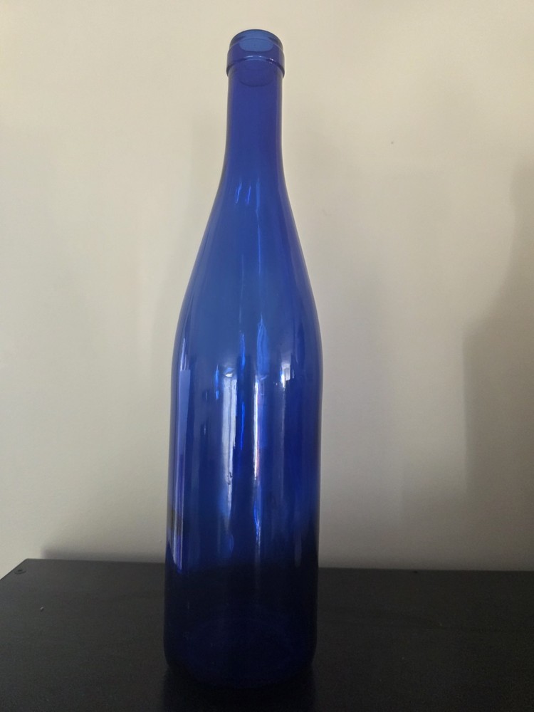 Vintage Cobalt Blue Glass Wine Bottle 750ml 12&Prime; Tall Possibly Gyllen’s Tavern