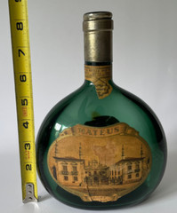 Vintage Mateus Green Glass 8.25&Prime; Bottle Portugal Rose Wine DREYFUS ASHBY & CO.