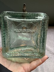 Vintage Spanish Green GlassWine Decanter DispenserSpigot Embossed Grapes 20.5&Prime;