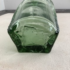 Vintage Wine Bottle Decanter Basket Pattern Greenish Hue Hand Blown
