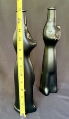 Cat Shaped Empty Wine Bottle 13&Prime; Tall Black Rheinhessen Riesling Glass Germany 2