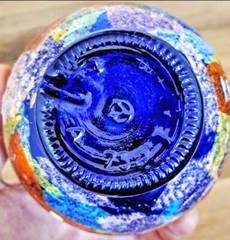 Vintage•Hand Blown Glass Wine Bottle•Blue Multi Color Pre-Owned Great Condition