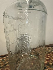 Vintage Half Gallon Wine Bottle Jug Clear Grapes & Leaves