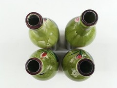 4pc Decorative Hand Painted Glass Wine Bottles Vases Pink Flowers And Grapes