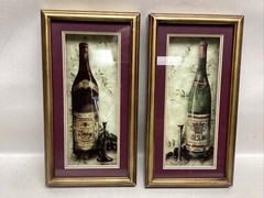 3D Framed Art Print – by Kate McRostie. Bordeaux and Riesling – Wine Bottles