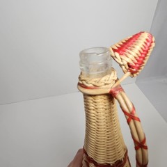 Vintage Valencia Colorful Wine Bottle Plastic Woven Wicker Spain MCM Bohemian