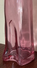 Vtg. Mosel Reisling Pink Glass Happy Cat Wine Bottle