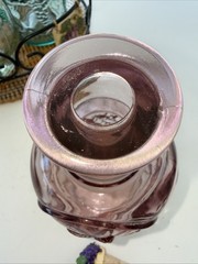 Set Of 3 Glass Embossed Grape Motif WINE Bottles With Basket Corks 7.75” To 9.5”