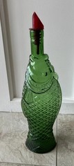 Vintage Green Antinori Fish Shaped Empty Wine Bottle 13” Tall Made In Italy