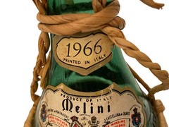 Vintage 1966 Italian Melini Chianti Wicker Wrapped One Pint Wine Bottle Empty