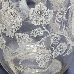 Vintage Paul Masson Wine Carafe 1988 Norman Kosarin Etched Cherub Vines Grapes