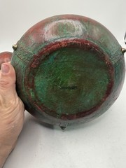 Vintage Antique Italian Leather Wrapped Wine Decanter Empty Made In Italy Unique