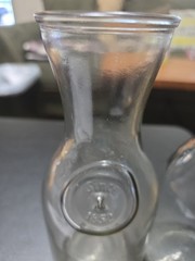 Vintage Paul Masson 2 Glass Carafes Embossed Since 1952 Size 9-10&Prime;