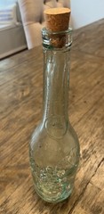 Vintage Green Aqua Glass Wine Decanter Grape Leaves w/ Cork