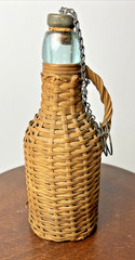 Demijohn Rattan Wicker Cover Wine Whiskey Bottle Lid Stopper & Ring Miniature 8&Prime;