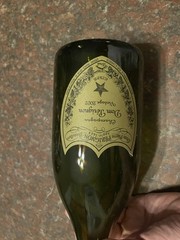 Vintage 2002 Dom Perignon Empty Glass Champagne Bottle Wine W Cork Wire Bail Cap