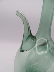 Vintage Hand-blown Green Wine Chiller Bottle Decanter with Ice Chamber