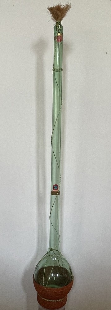 ⭐ Vtg 1971 Chianti Italian Green Glass 47” Wine Bottle Decanter Mid Century ⭐