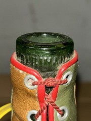 Vintage 1970&rsquo;s French VIRESA Glass Wine Bottle with Faux Leather Vinyl Covering