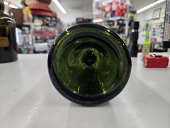 Vintage Hand Blown Dark Green Glass Wine Bottle In Good Condition