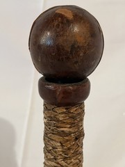 VTG Italian Leather Wrapped Decorative Wine Bottle w/ Wood Stopper RARE Italy
